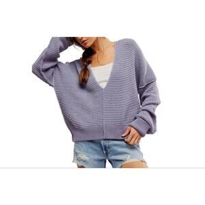 Free People We The Free Into You Knitted Sweater Blue Granite Size Small NWT